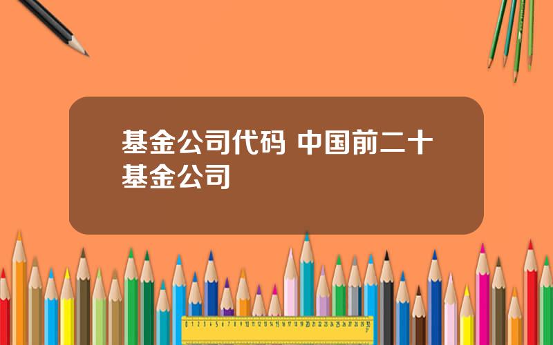 基金公司代码 中国前二十基金公司